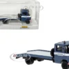 1968 Mercedes-Benz L 608 D Flatbed Truck Blue with White Stripes "Mercedes-Benz Service" 1/87 (HO) Scale Model Car by Brekina