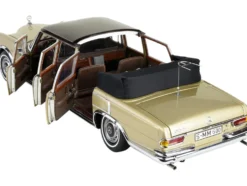 1965-1981 Mercedes Benz 600 Pullman W100 Landaulet Limousine Convertible Functional Softtop Gold Limited Edition 800 pieces Worldwide 1/18 Diecast Model Car CMC M-217
