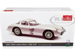 1955 Mercedes Benz 300 SLR Uhlenhaut Coupe Silver with Blue Interior 1/18 Diecast Model Car CMC M-243