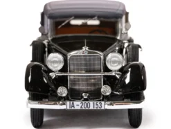 1933 37 Mercedes Benz 290 W18 Lang Cabriolet D Top Up Black with Gray Top Limited Edition to 250 pieces Worldwide 1/43 Model Car Esval Models EMEU43043D