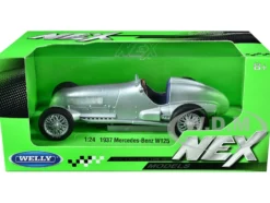 1937 Mercedes-Benz W125 Silver Metallic NEX Models Series 1/24 Diecast Model Car Welly 24109W-SIL