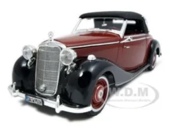 1950 Mercedes 170S Cabriolet Burgundy/Black 1/18 Diecast Model Car Signature Models 18123