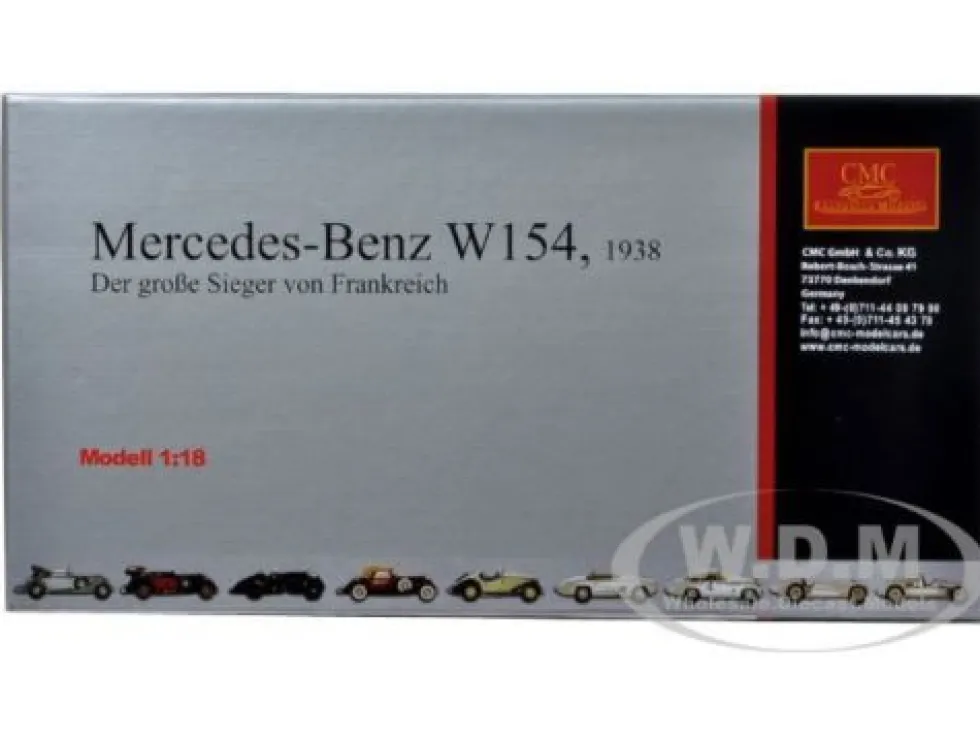 1938 Mercedes W 154 Silver 1/18 Diecast Car Model CMC 025