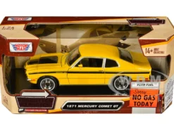 1971 Mercury Comet GT Yellow with Black Stripes Forgotten Classics Series 1/24 Diecast Model Car Motormax 79047Y