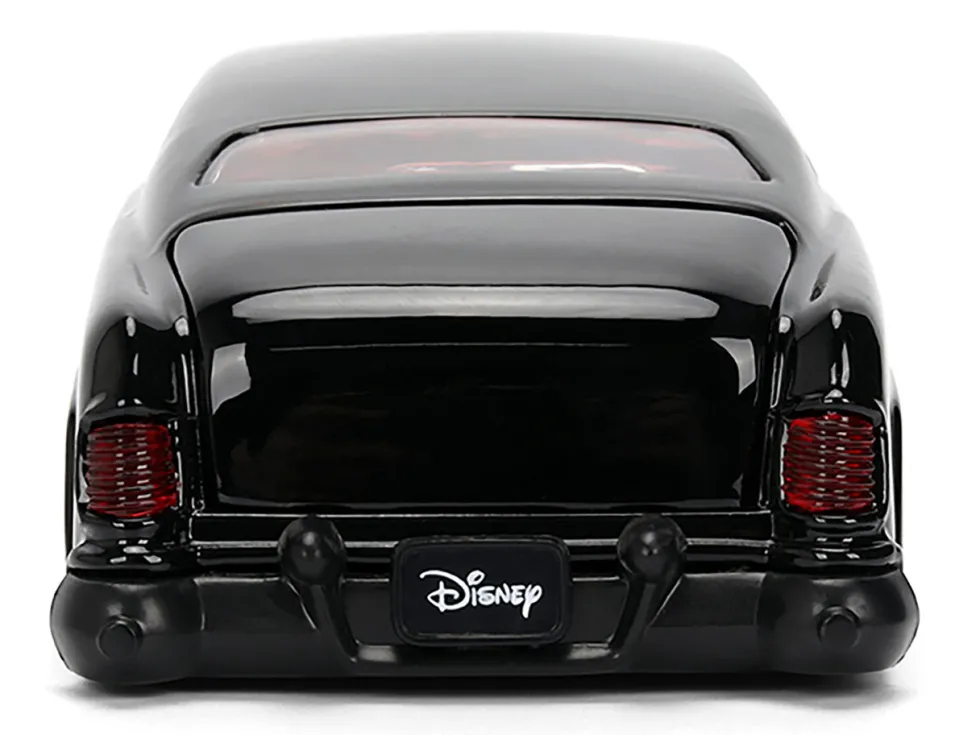 1951 Mercury Coupe Black with Flame Graphics and Red Interior and Mickey Mouse Diecast Figure "Disney's Mickey Mouse" "Hollywood Rides" Series 1/24 Diecast Model Car by Jada