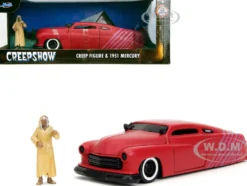 1951 Mercury Matt Red with Purple Stripes and Creep Diecast Figure