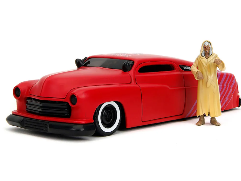 1951 Mercury Matt Red with Purple Stripes and Creep Diecast Figure "Creepshow" (1982) Movie "Hollywood Rides" Series 1/24 Diecast Model Car by Jada