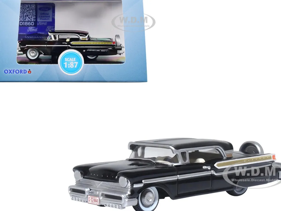 1957 Mercury Montclair Tuxedo Black 1/87 (HO) Scale Diecast Model Car Oxford Diecast 87MT57005