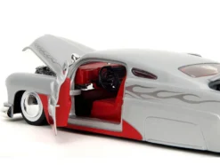 1951 Mercury Silver Metallic and Red with Flame Graphics and Red Interior "Bigtime Muscle" Series 1/24 Diecast Model Car by Jada