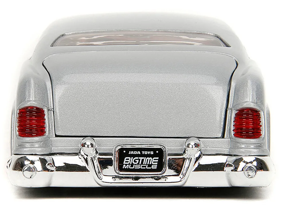 1951 Mercury Silver Metallic and Red with Flame Graphics and Red Interior "Bigtime Muscle" Series 1/24 Diecast Model Car by Jada