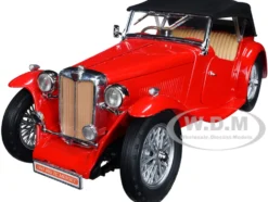 1947 MG TC Midget Red 1/18 Diecast Model Car Road Signature 92468r