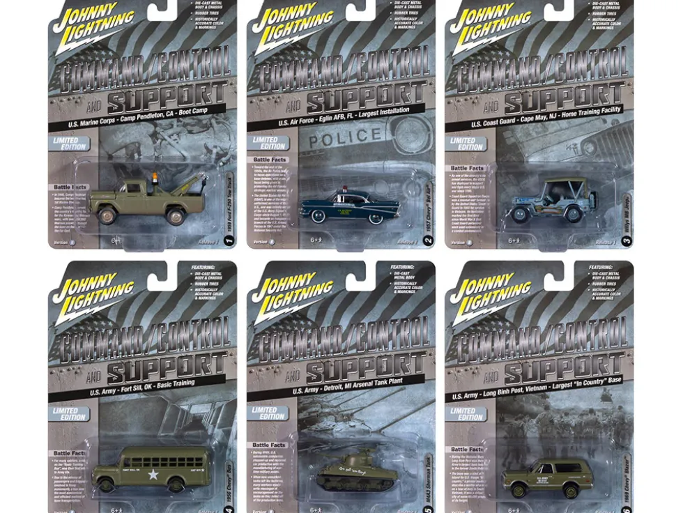 Military Set B of 6 pieces 2024 Release 2 Limited Edition Diecast Models by Johnny Lightning