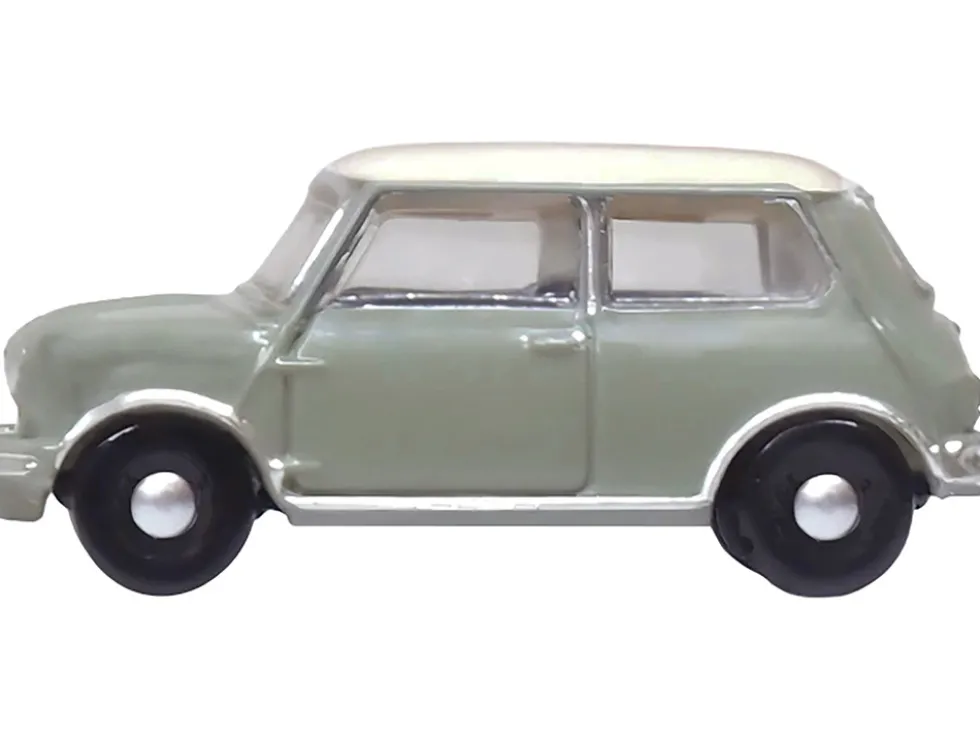 Mini Classic Tweed Gray with Cream Top 1/148 (N) Scale Diecast Model Car by Oxford Diecast