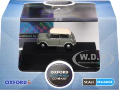 Mini Classic Tweed Gray with Cream Top 1/148 (N) Scale Diecast Model Car by Oxford Diecast