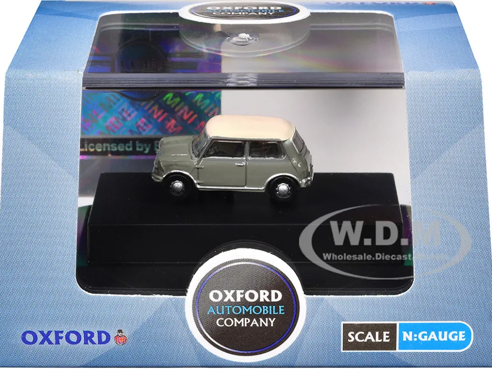 Mini Classic Tweed Gray with Cream Top 1/148 (N) Scale Diecast Model Car by Oxford Diecast