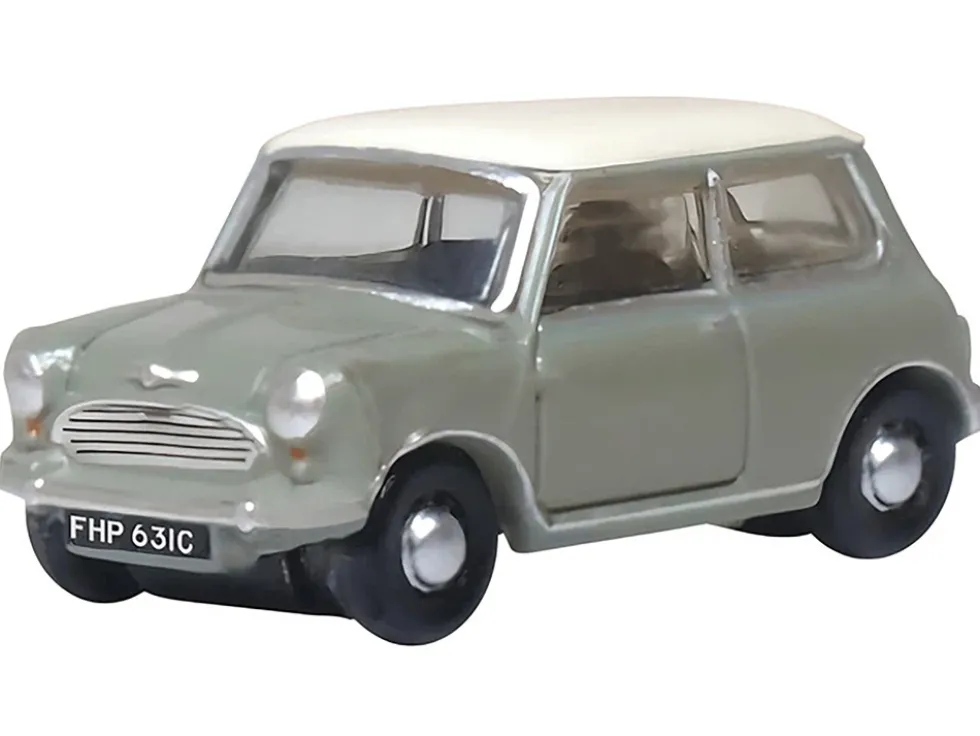 Mini Classic Tweed Gray with Cream Top 1/148 (N) Scale Diecast Model Car by Oxford Diecast