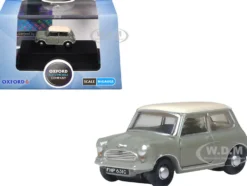 Mini Classic Tweed Gray with Cream Top 1/148 (N) Scale Diecast Model Car by Oxford Diecast