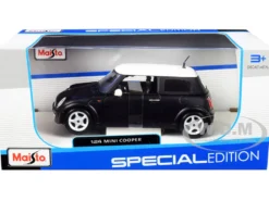 Mini Cooper Matt Black White Top 1/24 Diecast Model Car Maisto 31219