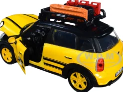 Mini Cooper S Countryman Roof Rack Accessories Yellow Metallic and Black City Classics Series 1/24 Diecast Model Car Motormax 79752