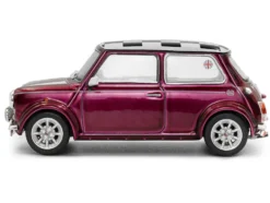 1997 Mini Cooper Sport Purple Metallic with White Stripes and Checkered Top 1/43 Diecast Model Car by Solido