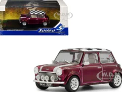 1997 Mini Cooper Sport Purple Metallic with White Stripes and Checkered Top 1/43 Diecast Model Car by Solido