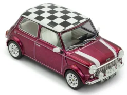 1997 Mini Cooper Sport Purple Metallic with White Stripes and Checkered Top 1/43 Diecast Model Car by Solido