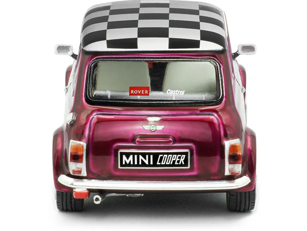 1997 Mini Cooper Sport Purple Metallic with White Stripes and Checkered Top 1/43 Diecast Model Car by Solido