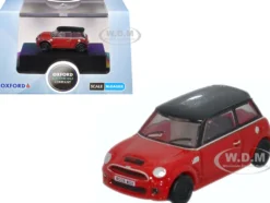 Mini Cooper S RHD (Right Hand Drive) Chili Red with Black Top 1/148 (N) Scale Diecast Model Car by Oxford Diecast