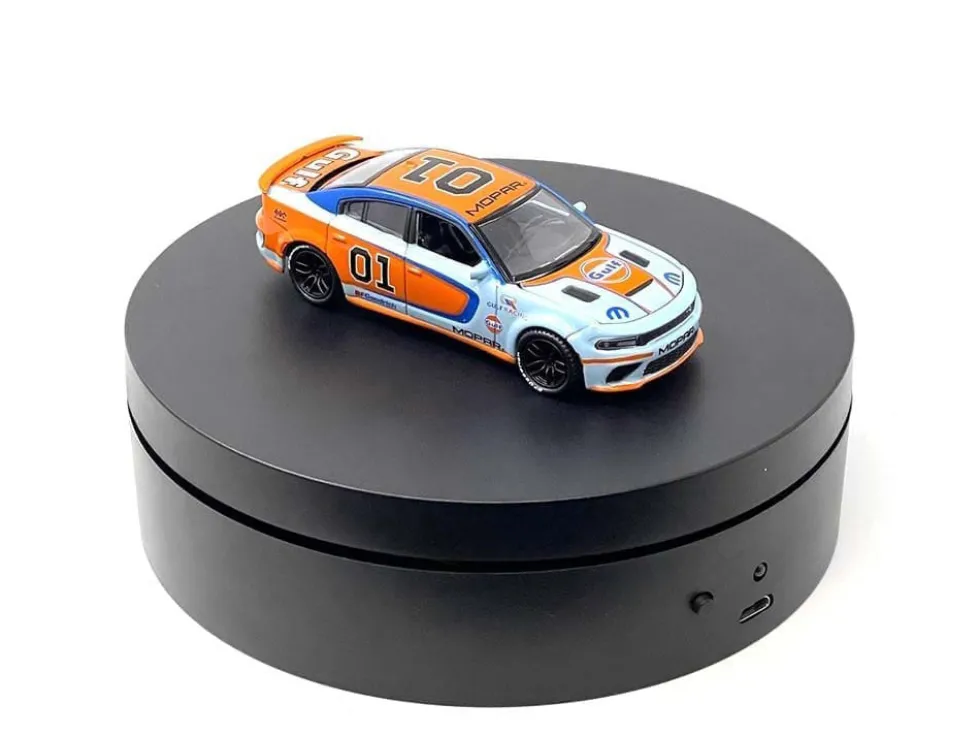 Mini Turntable Rotating Display Stand 4.75" with Black Base for 1/64 Scale Model Cars