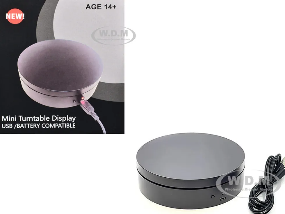 Mini Turntable Rotating Display Stand 4.75" with Black Base for 1/64 Scale Model Cars
