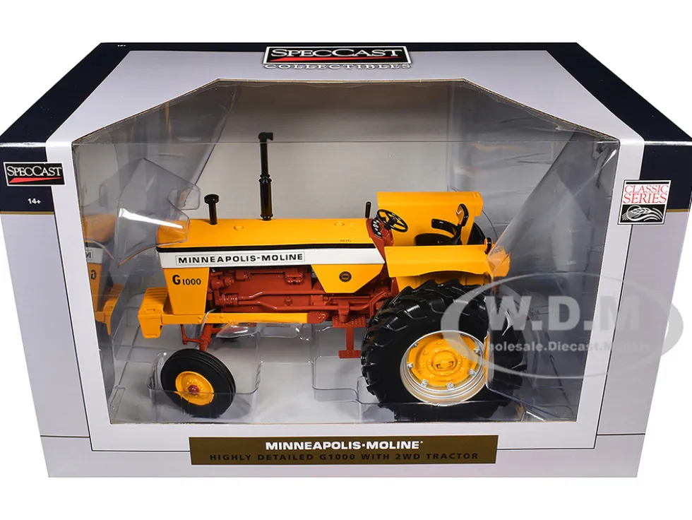 Minneapolis Moline G1000 Open Station 2WD Tractor Yellow with Brown Frame "Classic Series" 1/16 Diecast Model by SpecCast