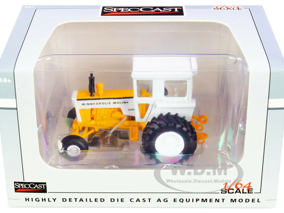 Minneapolis Moline G850 Tractor Cab Yellow White 1/64 Diecast Model SpecCast SCT766