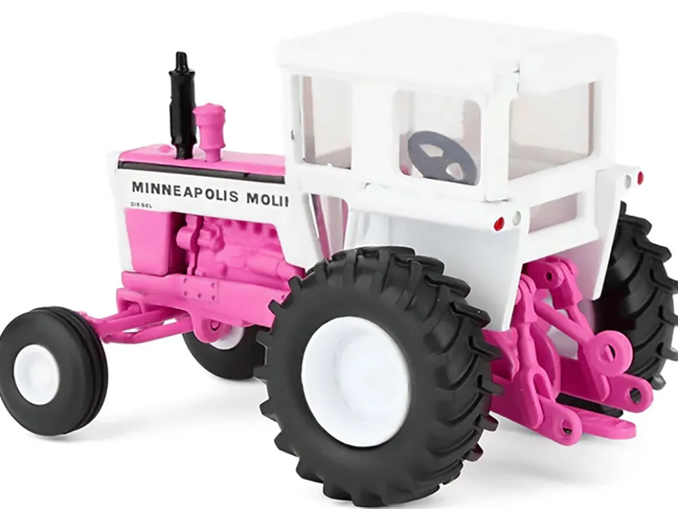 Minneapolis Moline G840 Wide Front Tractor with Cab Hot Pink and White 1/64 Diecast Model by SpecCast