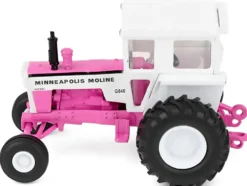 Minneapolis Moline G840 Wide Front Tractor with Cab Hot Pink and White 1/64 Diecast Model by SpecCast