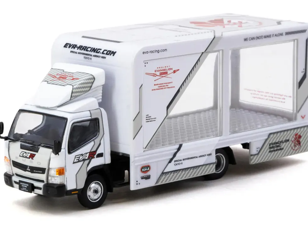 Mitsubishi Fuso Canter Mobile Display Truck RHD (Right Hand Drive) "EVA Racing" White with Graphics "Truck64" Series 1/64 Diecast Model Car by Tarmac Works