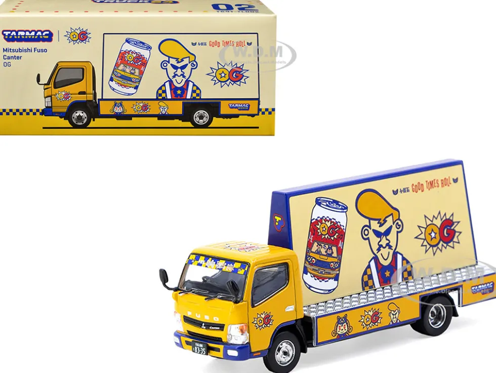 Mitsubishi Fuso Canter Mobile Ad Truck RHD (Right Hand Drive) "OG Beer" Yellow with Graphics "Truck64" Series 1/64 Diecast Model Car by Tarmac Works