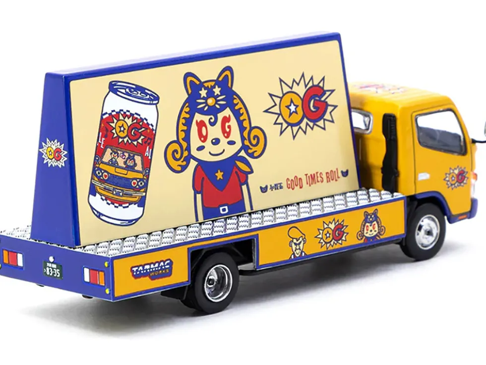 Mitsubishi Fuso Canter Mobile Ad Truck RHD (Right Hand Drive) "OG Beer" Yellow with Graphics "Truck64" Series 1/64 Diecast Model Car by Tarmac Works