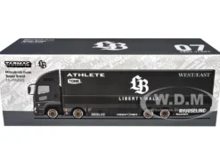 Mitsubishi Fuso Super Great Truck RHD (Right Hand Drive) with Transporter "Liberty Walk" Black "Truck64" Series 1/64 Diecast Model Car by Tarmac Works