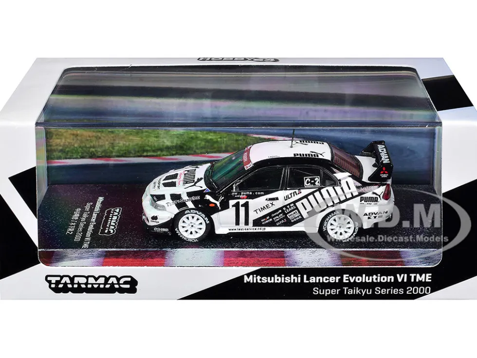 Mitsubishi Lancer Evolution VI TME RHD (Right Hand Drive) #11 Akihiko Nakaya - Takayuki Kinoshita "Puma - Super Taikyu Series" (2000) "Hobby64" Series 1/64 Diecast Model by Tarmac Works