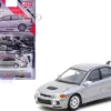 Mitsubishi Lancer Evolution IV Silver Metallic with Tarmac Cards "Global64" Series 1/64 Diecast Model by Tarmac Works