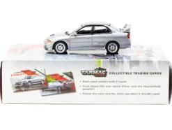 Mitsubishi Lancer Evolution IV Silver Metallic with Tarmac Cards "Global64" Series 1/64 Diecast Model by Tarmac Works
