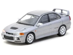 Mitsubishi Lancer Evolution IV Silver Metallic with Tarmac Cards 