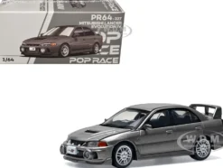 Mitsubishi Lancer Evolution IV RHD (Right Hand Drive) Dark Gray Metallic 1/64 Diecast Model Car by Pop Race