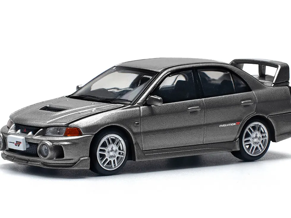Mitsubishi Lancer Evolution IV RHD (Right Hand Drive) Dark Gray Metallic 1/64 Diecast Model Car by Pop Race