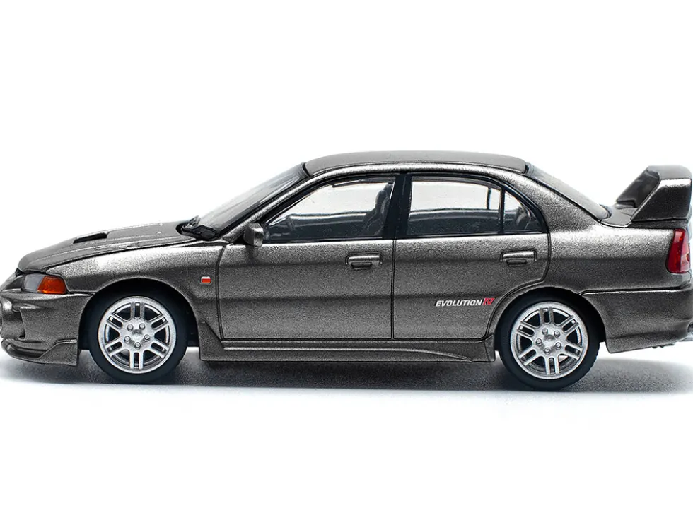 Mitsubishi Lancer Evolution IV RHD (Right Hand Drive) Dark Gray Metallic 1/64 Diecast Model Car by Pop Race