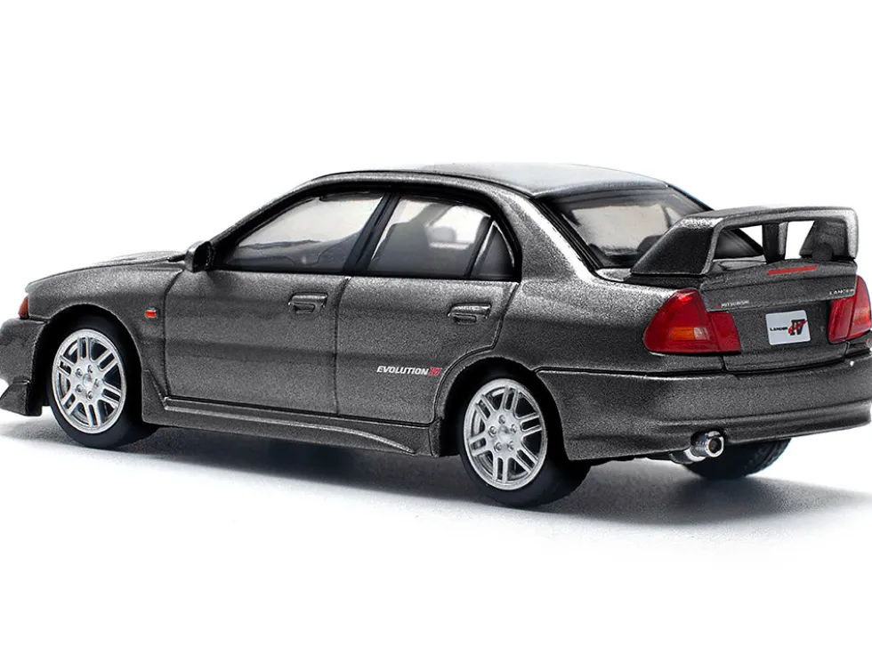 Mitsubishi Lancer Evolution IV RHD (Right Hand Drive) Dark Gray Metallic 1/64 Diecast Model Car by Pop Race