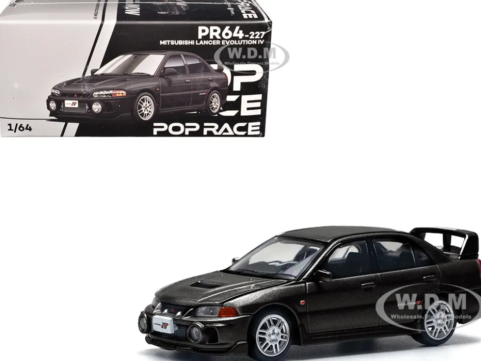 Mitsubishi Lancer Evolution IV RHD (Right Hand Drive) Pyrenees Black Pearl 1/64 Diecast Model Car by Pop Race