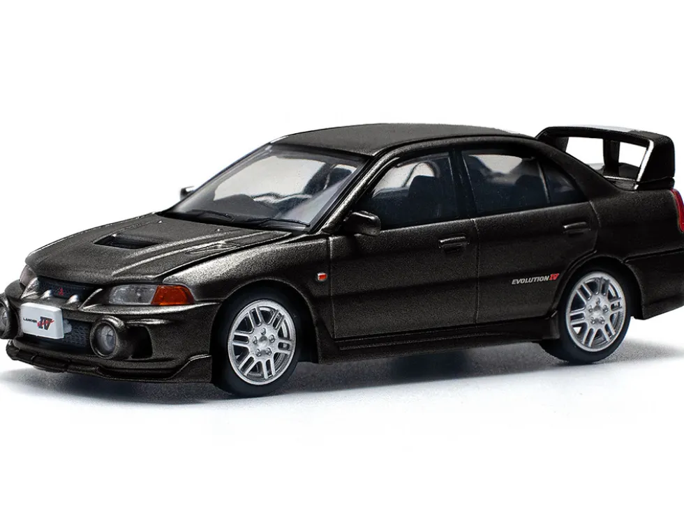 Mitsubishi Lancer Evolution IV RHD (Right Hand Drive) Pyrenees Black Pearl 1/64 Diecast Model Car by Pop Race