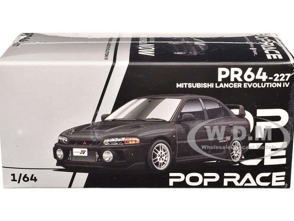 Mitsubishi Lancer Evolution IV RHD (Right Hand Drive) Pyrenees Black Pearl 1/64 Diecast Model Car by Pop Race