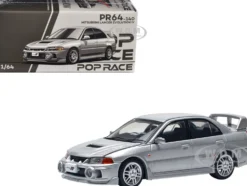 Mitsubishi Lancer Evolution IV RHD (Right Hand Drive) Steel Silver Metallic 1/64 Diecast Model Car by Pop Race